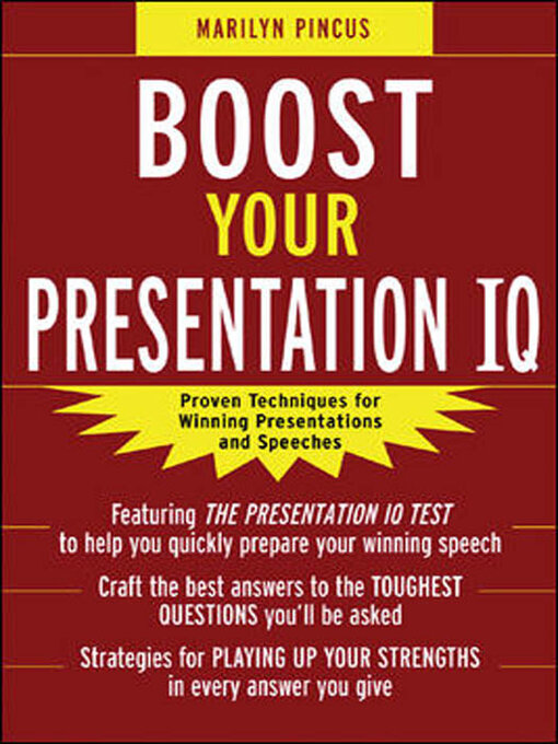 Title details for Boost Your Presentation IQ by Marilyn Pincus - Wait list